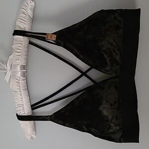 Pink Victoria's Secret black velvor bralette XL.